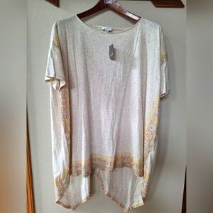 NWT J.Jill Pure Womens Oversized Asymmetrical Hem Short Sleeve Top. Size XS/S